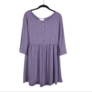 Altar'd State Purple Button Front 3/4 Sleeve Open Back Shift Dress Size XS